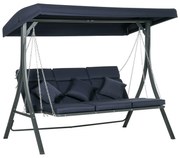 Outsunny Balansoar de Grădină cu 3 Locuri, Copertină Reglabilă și 3 Perne, 198x118x168 cm, Albastru | Aosom Romania