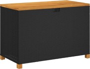 vidaXL Ladă depozitare grădină negru 110x55x63cm lemn acacia poliratan