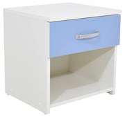 Noptiera Leco, 1 Sertar, Alb/Bleu, 40 x 35 x 40 cm