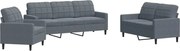 vidaXL Set de canapele cu perne, 3 piese, gri închis, catifea
