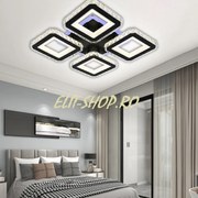 Lustra LED Cu Telecomanda, Elit's Cristal, 4 Patrate, Negru, 180 W, RGB
