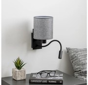 Lampă LED flexibilă de perete Brilagi NUBILA 1xE27/25W/230V + LED/3W negru/gri