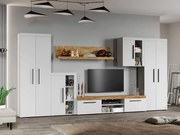 Set Mobilier Living Alb cu Stejar Auriu-Olaf-C09