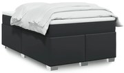 vidaXL Pat box spring cu saltea, negru, 120x190 cm, piele ecologică