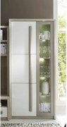 Vitrina living moderna ROMA 2, stejar Ferrara/alb lucios/gri mat, PAL/