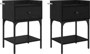 vidaXL Noptieră 2 pcs Stejar Negru 40 x 29 x 60 cm Lemn compozit