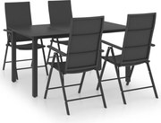 vidaXL Set mobilier de grădină, 5 piese, negru