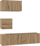 vidaXL Set comodă TV Pe perete 4 pcs Stejar Artizanal Lemn compozit