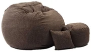Set Fotoliu King Size XL cu Otoman (suport picioare) si Perna, Material Textil - Mocha Latte