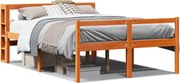 vidaXL Cadru de pat cu tăblie, maro ceruit, 120x190 cm, lemn masiv pin