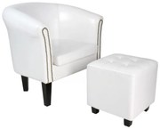 MIADOMODO Fotoliu Chesterfield cu taburet - alb