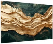 Tablou - Abstracție verde cu auriu II. (90x60 cm)