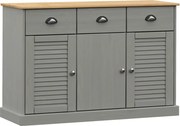 vidaXL Servantă cu sertare VIGO, gri, 113x40x75 cm, lemn masiv de pin