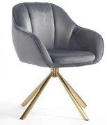 HR2055 BAZĂ STEA Scaun Grafit din Catifea cu Bază Aurie