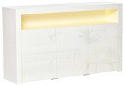 HOMCOM Bufet Modern cu 3 Usi cu lumini LED Colorate si Telecomanda din lemn, 155x40x92cm - Alb | Aosom Ro