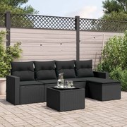 vidaXL Set mobilier de grădină cu perne, 6 piese, negru, poliratan