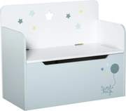 HOMCOM Bancă de Depozitare Portabilă pentru Jucării 2 în 1, Ladă cu Spătar pentru Copii de 3-6 Ani, 60x30x50 cm, Albastru | Aosom Romania