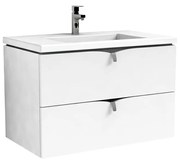 Set dulap baza suspendat alb Oristo Siena cu 2 sertare si lavoar din compozit Amelia 80 cm