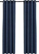 vidaXL Perdele opace aspect pânză cu ocheți 2 buc. albastru 140x225 cm
