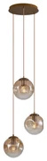 Lampă suspendată Art Deco alamă cu sticlă ambră 3 lumini - Douglass