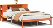 vidaXL Pat cu bibliotecă fără saltea maro 160x200 cm lemn masiv de pin