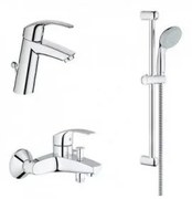 Set baterie lavoar baterie cada dus si set dus Grohe Eurosmart New S crom lucios