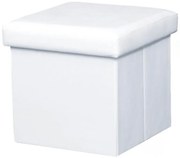 Taburet pliabil, piele eco alba, TELA NEW