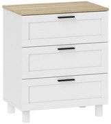 HOMCOM Comodă Modernă cu 3 Sertare 60x38x71 cm Albă și Culoare Lemn | Aosom Romania