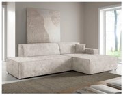 Colțar extensibil TERAMO, în formă de L, cu spațiu de depozitare, pe partea dreaptă, bej