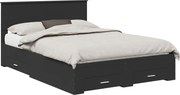 vidaXL Cadru de pat cu headboard Negru 135 x 190 cm Lemn compozit