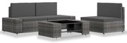 vidaXL Set mobilier de grădină, 4 piese, gri, poliratan