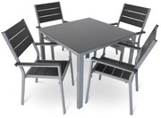 Set de gradina Fargo 2, pătrat - 4 locuri, negru/gri