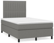vidaXL Pat box spring cu saltea, gri închis, 120x190 cm, textil