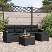 vidaXL Set mobilier de grădină cu perne, 6 piese, negru, poliratan