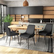 HOMCOM Set 4 Scaune de Dining Tapițate cu Spătar Înalt, Picioare din Oțel și Piele Ecologică, 49x60x89 cm, Negru | Aosom Romania