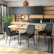 HOMCOM Set 4 Scaune de Dining Tapițate cu Spătar Înalt, Picioare din Oțel și Piele Ecologică, 49x60x89 cm, Negru | Aosom Romania