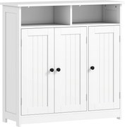 HOMCOM Dulap de Baie Îngust cu 3 Uși 2 Compartimente Deschise Poliță Reglabilă 85x30x85 cm Alb | Aosom Romania