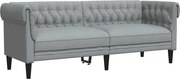 vidaXL Canapea Chesterfield cu 3 locuri, gri deschis, material textil