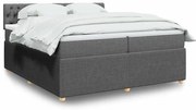 vidaXL Pat box spring cu saltea, gri închis, 200x200 cm, textil