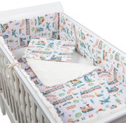 Set lenjerie matlasata 5 piese Kidizi Choo Choo, include perna, plapumioara, aparatoare si cearceaf