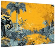 Tablou pe sticlă - Elefant în natură (70x50 cm)