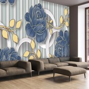 Fototapet - Flori poleite cu aur 3D (147x102 cm)