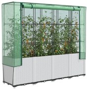vidaXL Strat înălțat cu husă de seră, aspect ratan, 160x40x153 cm