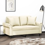 vidaXL Canapea cu 2 locuri cu pernuțe, crem, 120 cm, piele ecologică