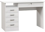 HOMCOM Birou Modern cu 5 Sertare, Birou cu Sertare și Compartiment Deschis pentru Biroul de Acasă și Studiu, 110x50x76 cm, Alb | Aosom Romania