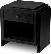 Noptiera LUX Furnir Stejar Gri Carbune, ArtDeco