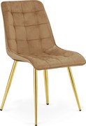 Scaun Bucatarie/Dining Spirit Catifea Maro, Picioare Metalice, Finisaj Auriu