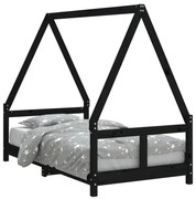 vidaXL Cadru de pat pentru copii, negru, 80x160 cm, lemn masiv de pin