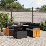 vidaXL Set mobilier de grădină cu perne, 6 piese, negru, poliratan