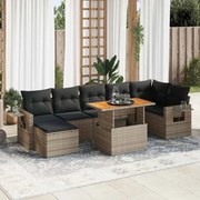vidaXL Set canapele de grădină cu perne, 8 piese, gri, poliratan